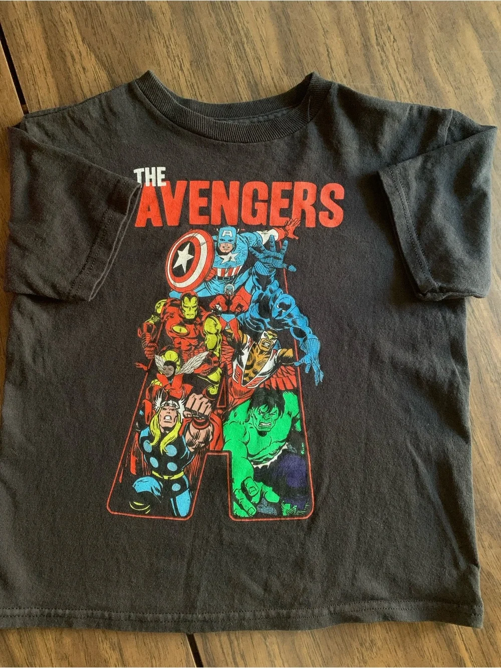 Marvel Kids Black Avengers Graphic Tee with Red Logo